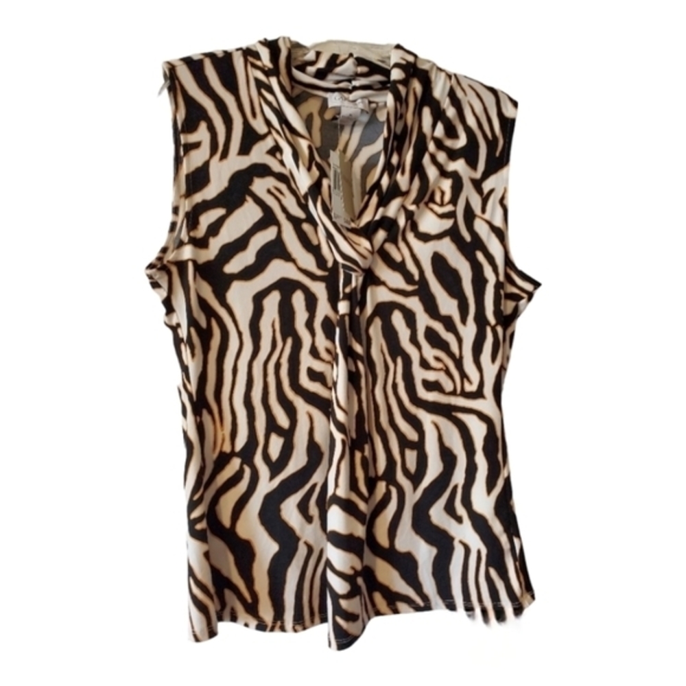 Carmen black and white print sleeveless top NWT